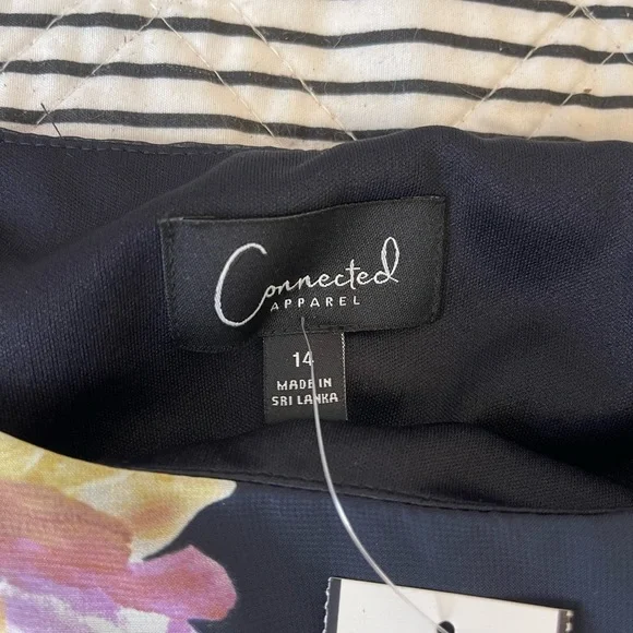 Connected Apparel Black and Pink Floral Midi Dress - Picture 3 of 3